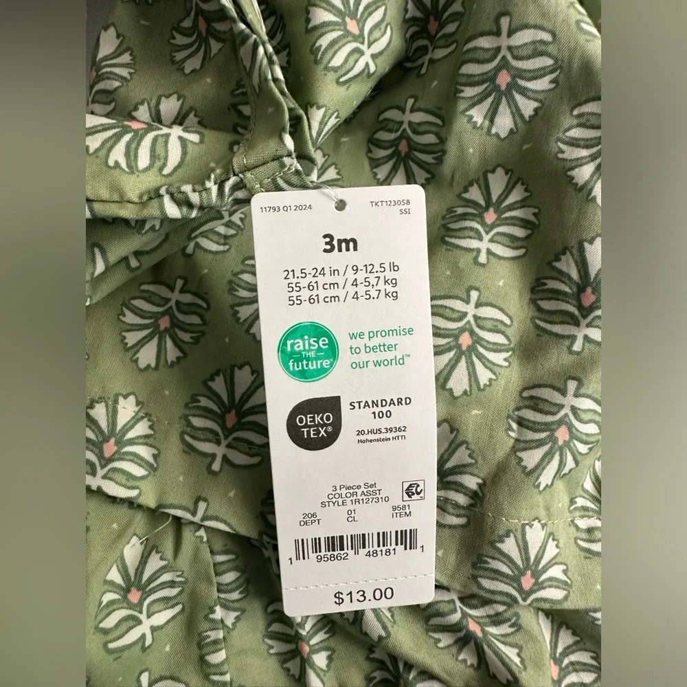 Carter's Olive Green Floral Diaper Cover Set